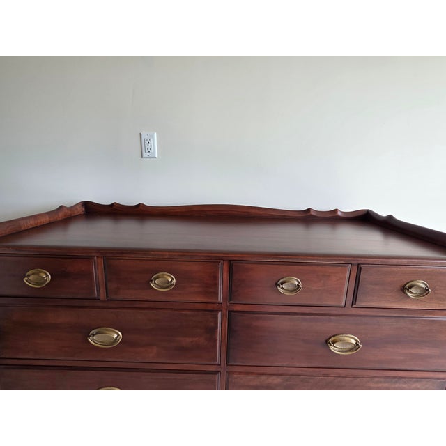 Traditional Solid Cherry Double Dresser With Gallery, Mid-20th Century For Sale - Image 3 of 9