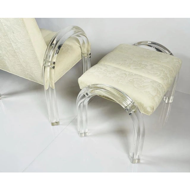 Lucite Lounge Chair & Ottoman by Charles Hollis Jones, Waterfall Collection For Sale - Image 10 of 12