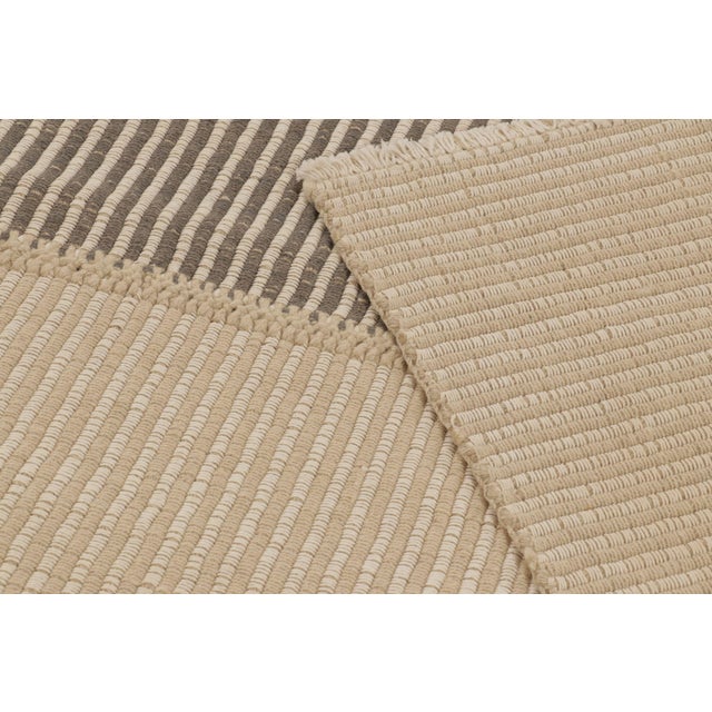 Rug & Kilim’s Contemporary Kilim With Textural Stripe Design in Beige & Gray For Sale - Image 10 of 10