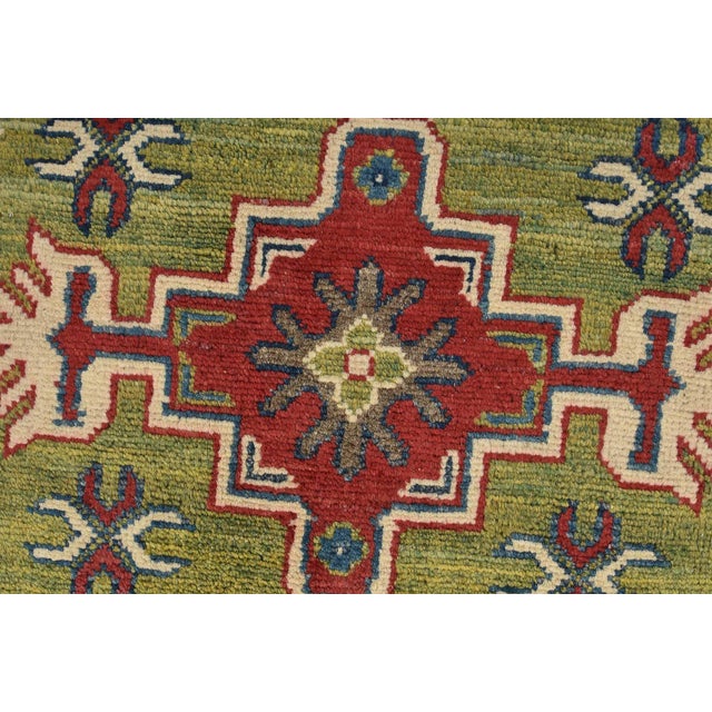 Kazak Rug 9′ X 11’11” Red Wool Tribal Hand-Knotted Oriental Carpet For Sale - Image 4 of 15