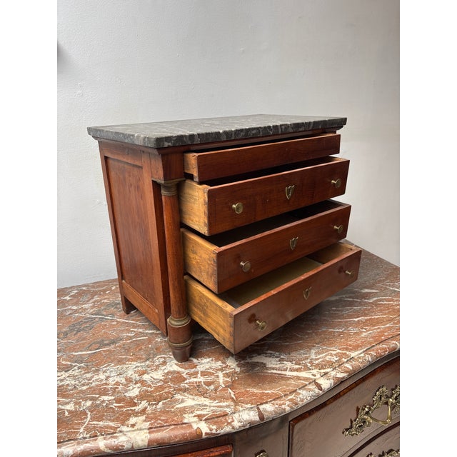Chestnut Mid 19th Century Miniature French Empire Marble Top Commode For Sale - Image 8 of 10