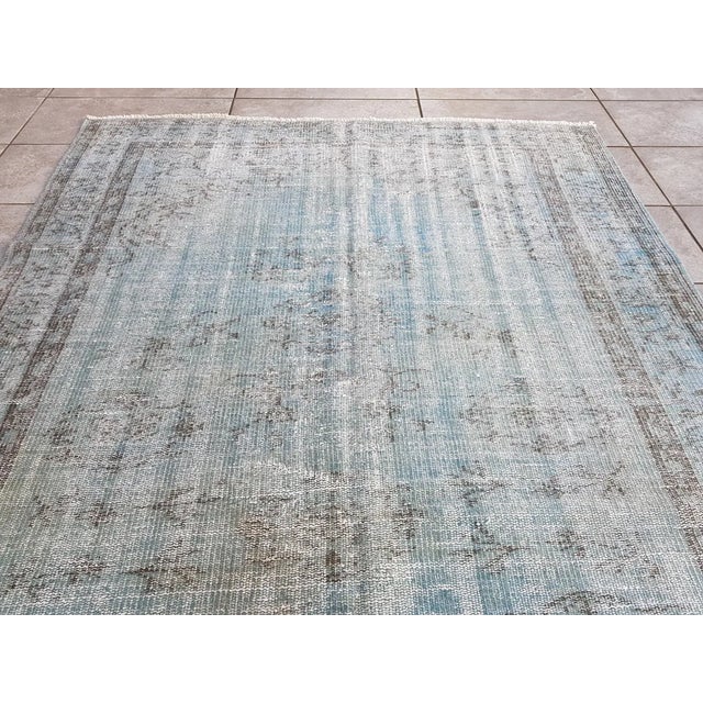 Light Blue Turkish Area Carpet For Sale - Image 4 of 10