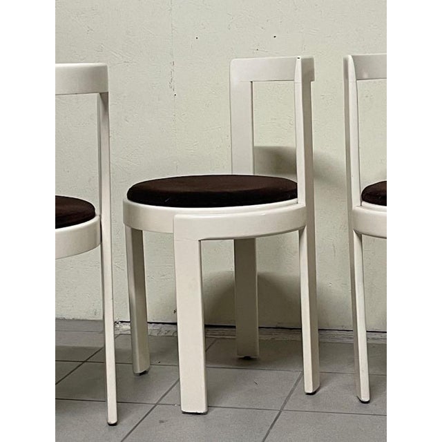 Lacquered Wood and Fabric Chairs, 1970s, Set of 4 For Sale - Image 12 of 16