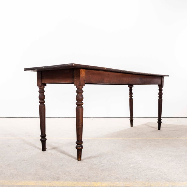 Wood French Bobbin Leg Mid Oak Fruitwood Dining Table, 1940s For Sale - Image 7 of 11