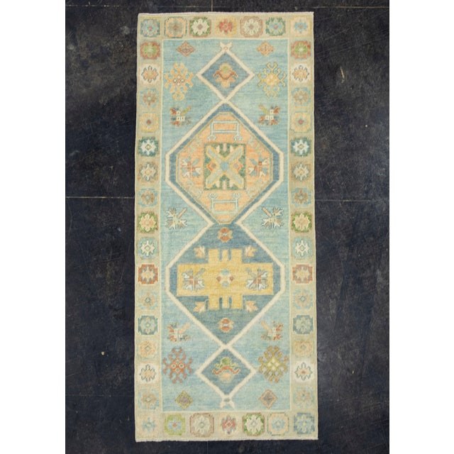 Blue Turkish Oushak Rug 2'8" x 6'6" #18002 For Sale - Image 8 of 8
