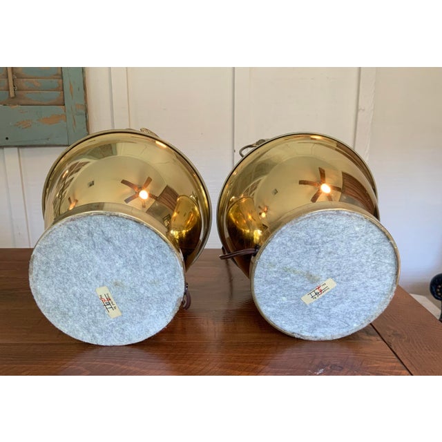 Vintage Brass Ginger Jar Lamps With Brass Finials - A Pair. For Palm Beach Regency, Nautical & GrandMillennial Decor. See Pics! For Sale - Image 12 of 12