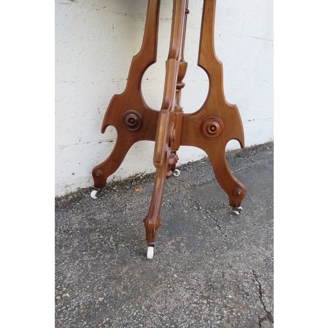 Late 1800s Victorian Eastlake Marble Top Carved Side Table 6295 For Sale - Image 11 of 17