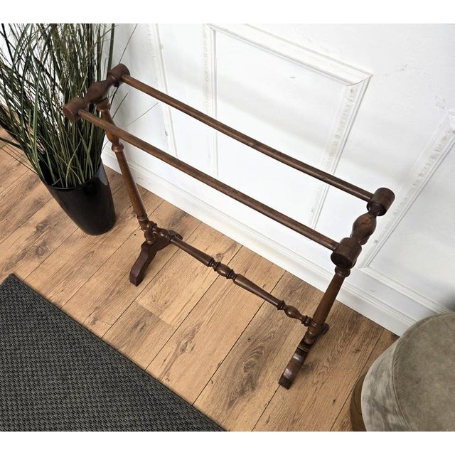 Antique Italian Walnut Towel Rack Rail with Carved Legs, 1890s For Sale - Image 6 of 8