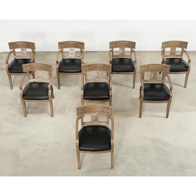 Neoclassical Set of Eight Michael Taylor Style Klismos Dining Armchairs For Sale - Image 3 of 18