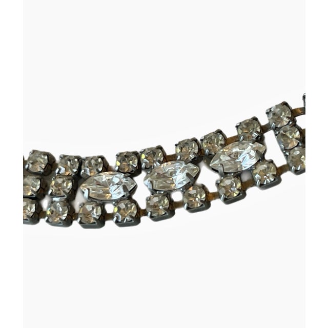 Vintage Three Row Rhinestone Bracelet For Sale - Image 4 of 10