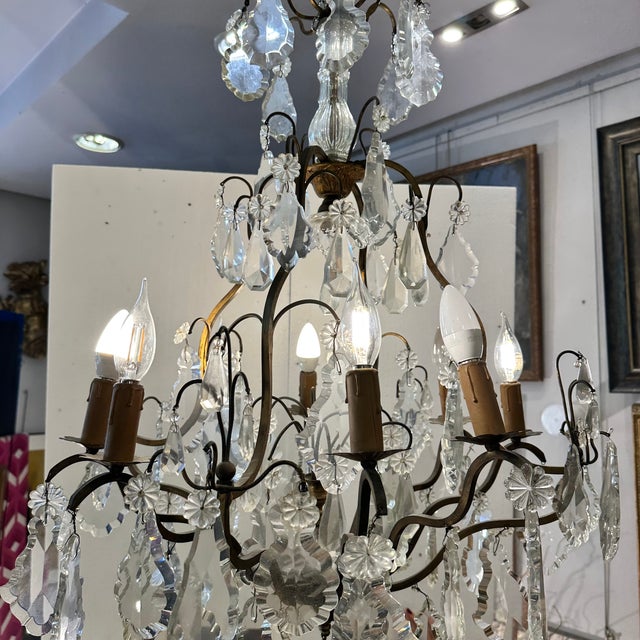 Louis XV Napoleon III Chandelier with Cut Rock Crystal, France, 1880 For Sale - Image 12 of 18
