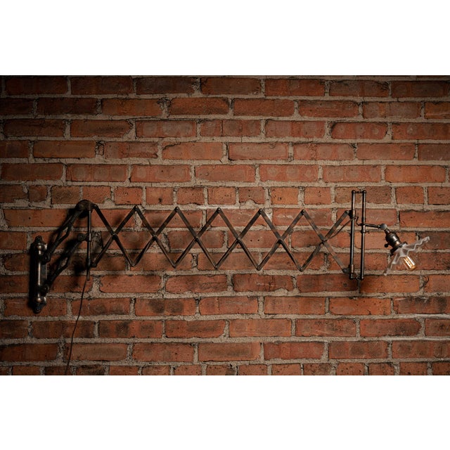 Early 20th Century Early 20th Century Japanned Copper Scissor Arm Wall Lamp by F. W. Hardy For Sale - Image 5 of 18