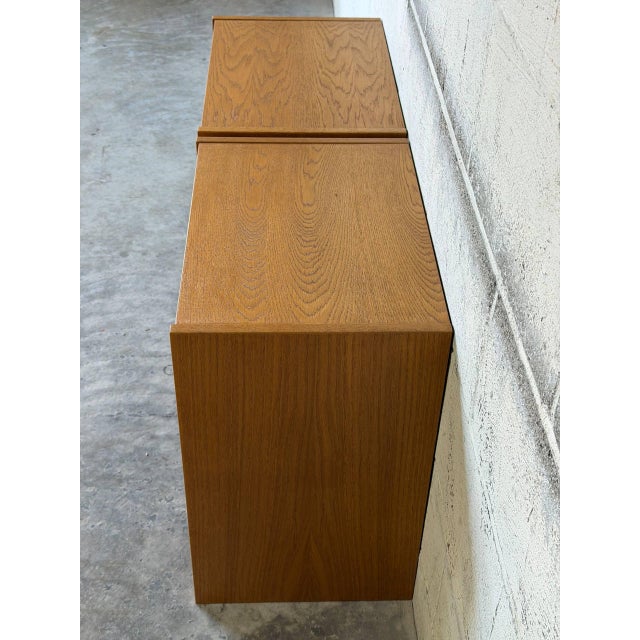 Brown Oak Nightstands With Open Cubbies and Drawers Set of 2 Mid-Century Modern 1970s For Sale - Image 8 of 10