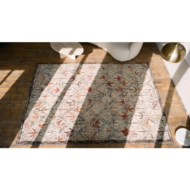 Light Gray 1920s Gray Foliate Antique American Hooked Rug 6' X 9' Handknotted Wool Carpet For Sale - Image 8 of 8