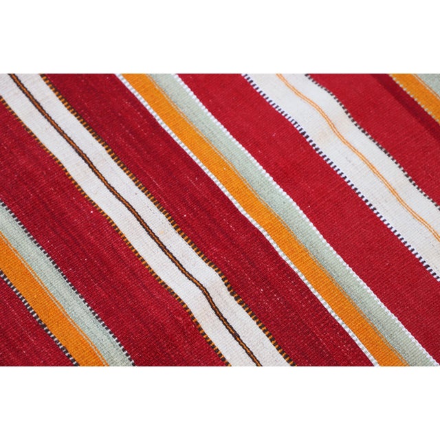 1970s Scandianvian Red Striped Kilim Runner For Sale In Sacramento - Image 6 of 9
