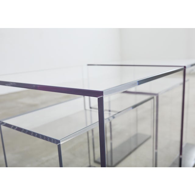 Plastic Pair of Alexandra Von Furtsenberg Brilliant Acrylic Drink Tables For Sale - Image 7 of 12