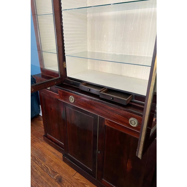 Brown 19th Century English Rosewood Breakfront Bookcase With Hidden Drawers For Sale - Image 8 of 11