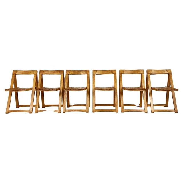 Vintage Wooden Folding Chairs, 1960s, Set of 6 For Sale - Image 11 of 11