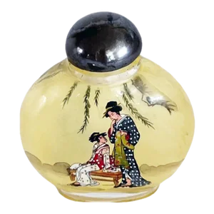 Antique Japanese Reverse Hand-Painted Flaçon Bottle