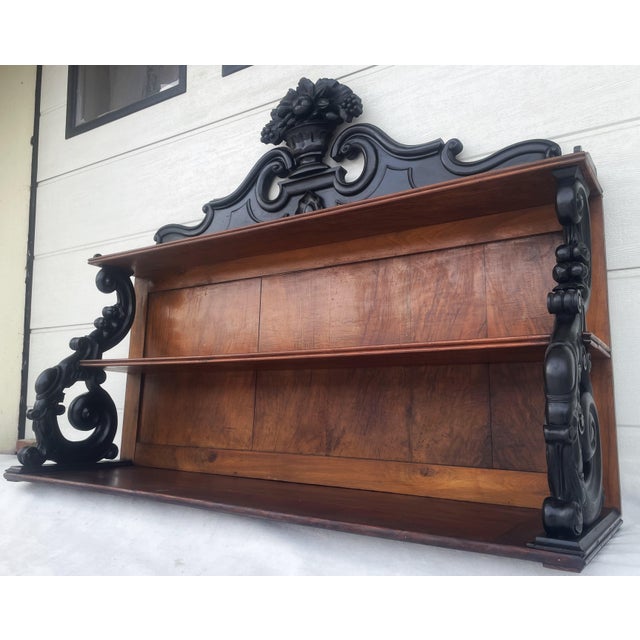 19th Century Neo-Renaissance Monumental Shelf for Hanging in Walnut For Sale - Image 6 of 18