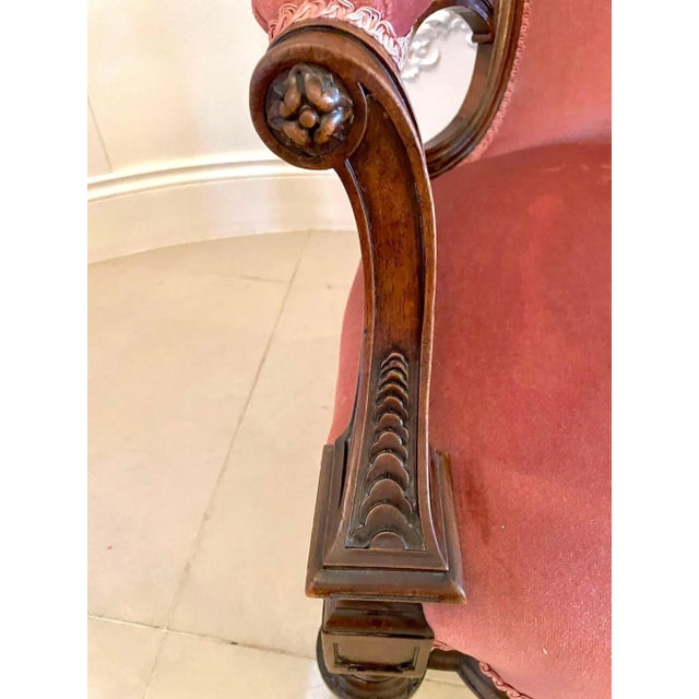 Antique Victorian Walnut Armchair For Sale - Image 10 of 13