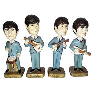 Vintage Beatles Bobble Head Figurines and Bag, Set of 4 For Sale