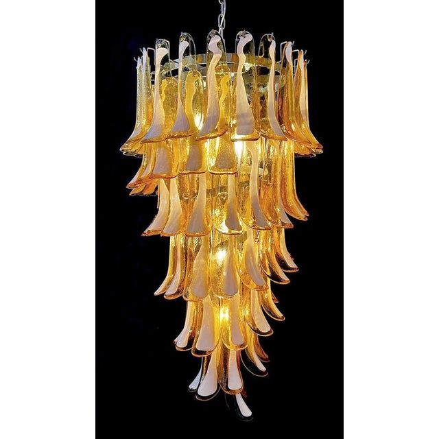 Large Italian Murano Glass Spiral Chandelier with 83 Amber Glass Petals, 1990s For Sale - Image 10 of 13