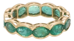 Natural 5.28 cts Zambian emerald band ring in 18k gold