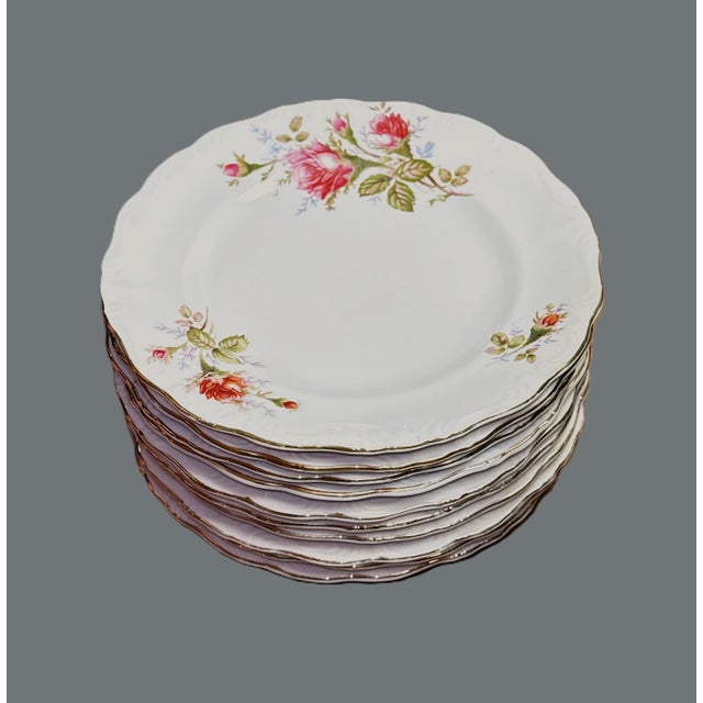 Lefton Mid 40th Century Royal Sealy “Pompadour Rose” Plates – 7½” - Set of 10 For Sale - Image 4 of 10