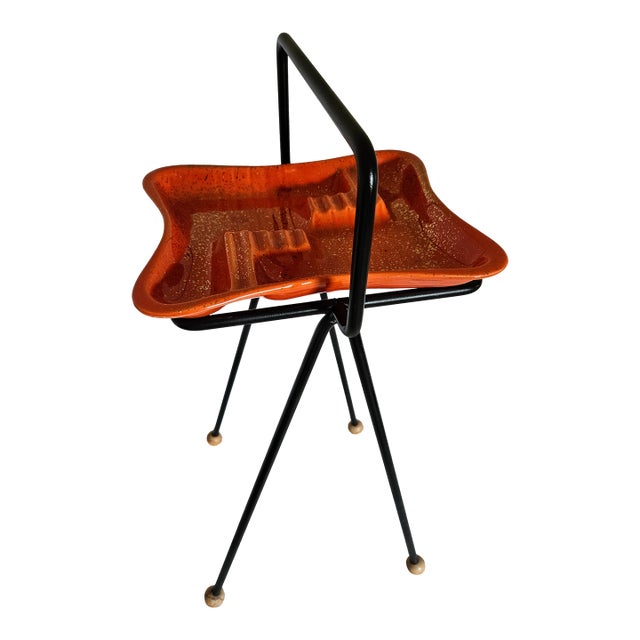 MCM Atomic Wrought Iron Stand With Ashtray For Sale