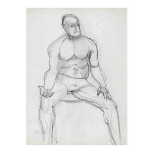 1950s Paul McCarron Muscular Male Drawing