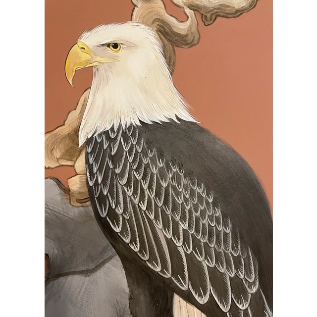 Chinoiserie "Eagle Opportunity" Eagle Hawk Falcon Chinoiserie Painting by Allison Cosmos For Sale - Image 3 of 7