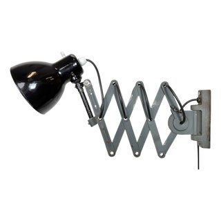 Industrial Black Enamel Scissor Wall Lamp, 1950s For Sale