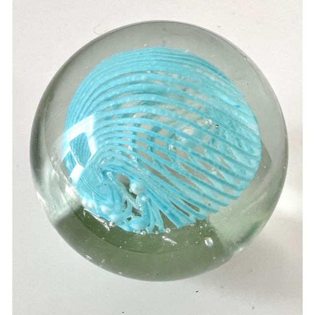 Blue Swirl Paper Weight For Sale - Image 4 of 7