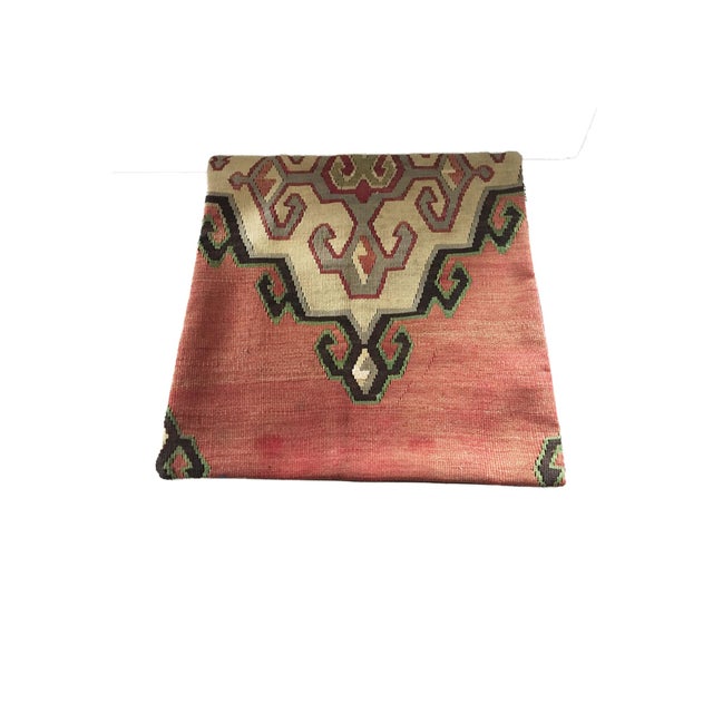 1930s Custom Made Old Turkish Tribal Kilim Pillow Cover 20" by 20" For Sale - Image 5 of 5