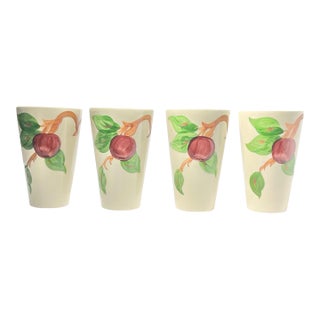 1960s Franciscan "Apple" Ceramic Tumbler Drinking Glasses 5” 10oz - Set of 4 For Sale