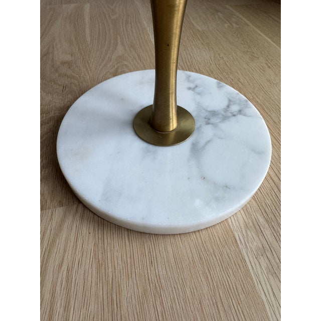 Metal Vintage Oversized Brass & Carrara Marble Double-Sided Vanity Mirror Attributed to Charles Hollis Jones For Sale - Image 7 of 8