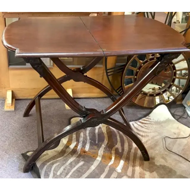 Antique English Campaign Table With Folding Mechanism, For Sale - Image 4 of 10
