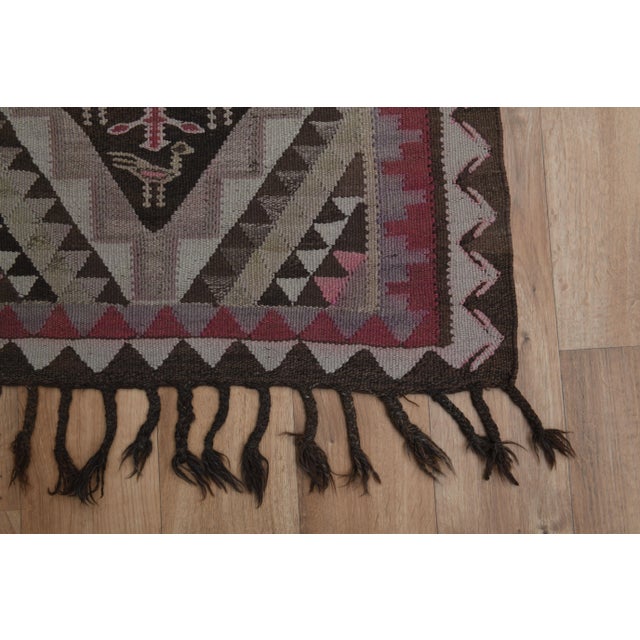 1970s 1970s Vintage Turkish Oushak Handmade Wool Cotton Pink Runner Rug For Sale - Image 5 of 11