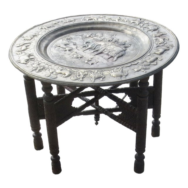 Anglo Indian Folding Tray Table 30.5" in Diameter. For Sale