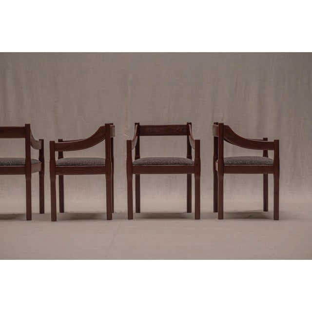 Burgundy Carimate Armchairs by Vico Magistretti, Italy, 1960s, Set of 4 For Sale - Image 3 of 18