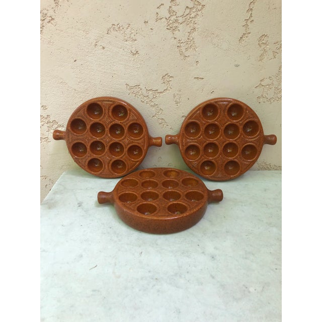 Set of 5 French Majolica Snail Plates Circa 1950.