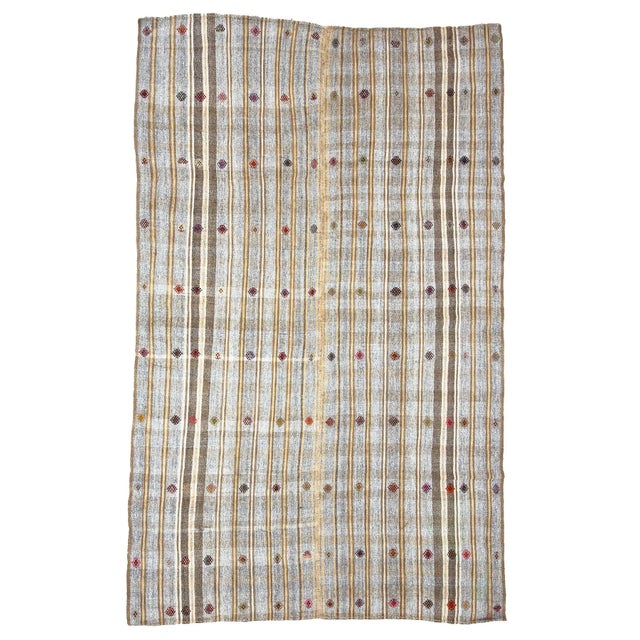 Textile Vintage Embroidered Turkish Kilim Rug-6'8'x10'9" For Sale - Image 7 of 7