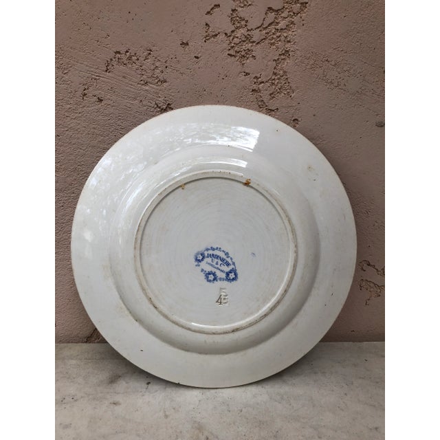 Late 19th Century 19th Century Large Blue & White Platter Jardiniere Sarreguemines For Sale - Image 5 of 7