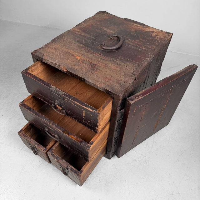 Contemporary Antique Japanese Portable Chest, 1800 For Sale - Image 3 of 16