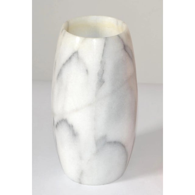 Mid-Century Modern 20th Century Mid-Century Modern Hand Carved Carrara Marble Vase Vessel Italy For Sale - Image 3 of 13