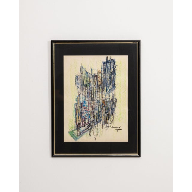 Mid 20th Century France Blue Wood Painting For Sale - Image 12 of 15