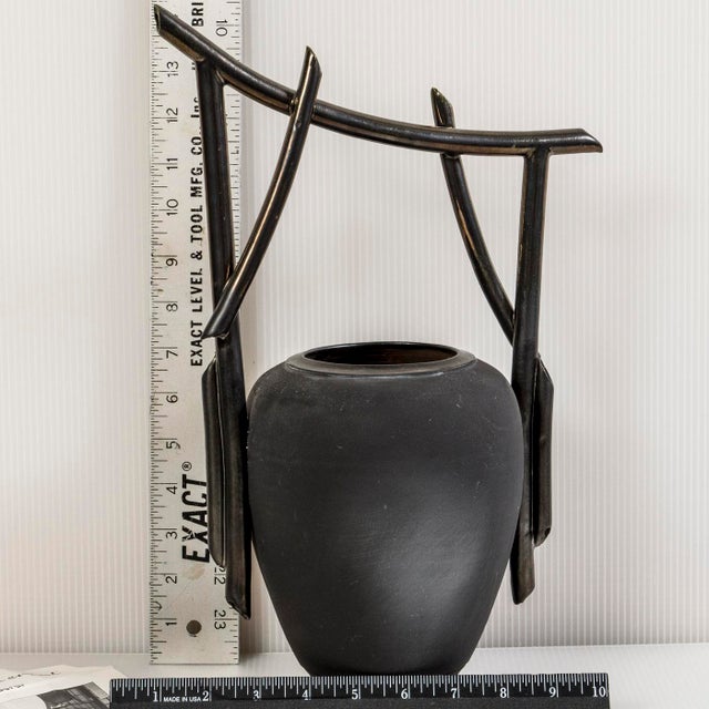 Mid-Century Modern Ron Lederer Urban Oriental Stoneware Vase Sculpture Forrest Valley Pottery Tn For Sale - Image 3 of 11