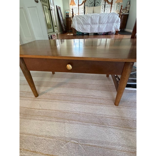 Stanley Furniture Stanley Mid-Century Modern Style Wood Coffee Table With Drawer and Magazine Shelf For Sale - Image 4 of 10
