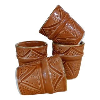 Brown Moroccan Brusseline Coffee Cups- Set of 4 For Sale